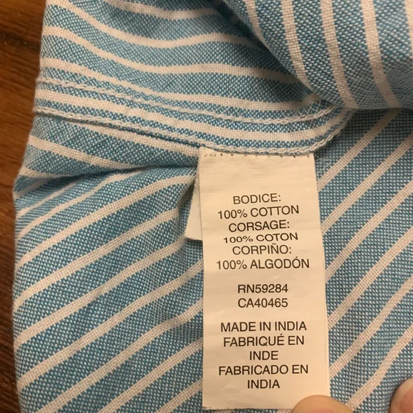 Children Place Boys Striped Blue White Long Sleeve Button-Down Shirt  Size M 7/8 - Picture 6 of 7